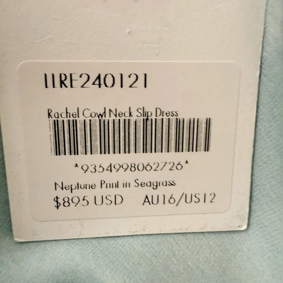 NWT Leo Lin Rachel Cowl Neck Silk Slip Dress Neptune Print in Sea Grass Size 12 - Picture 14 of 16